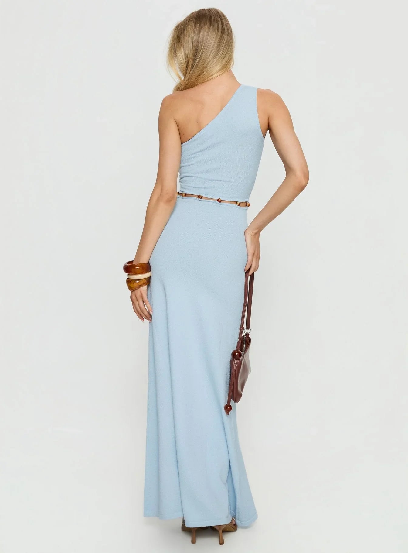 Elianora Asymmetrical Beaded Maxi Dress Blue