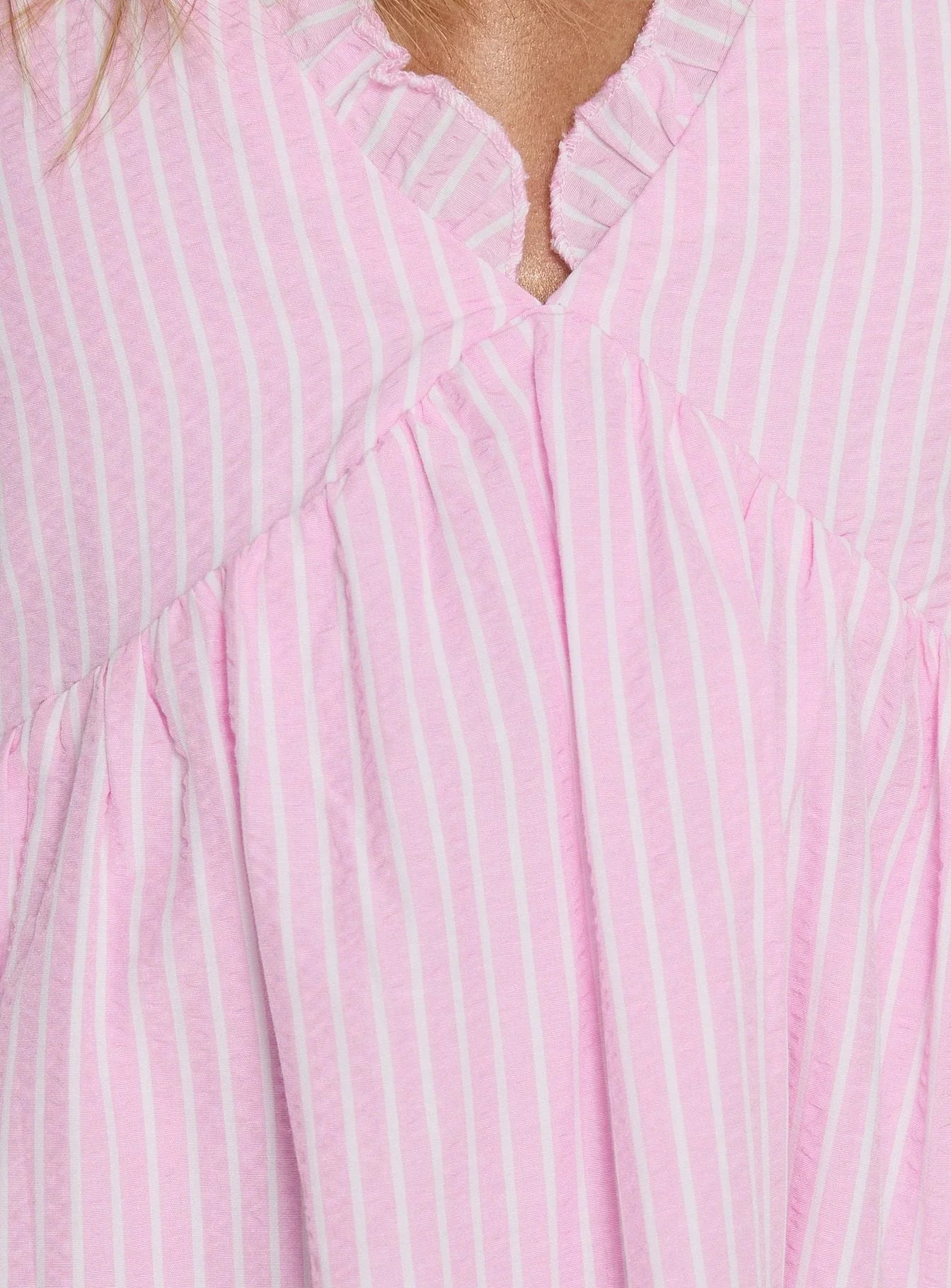 Akacia Babydoll Mini Dress Pink Stripe