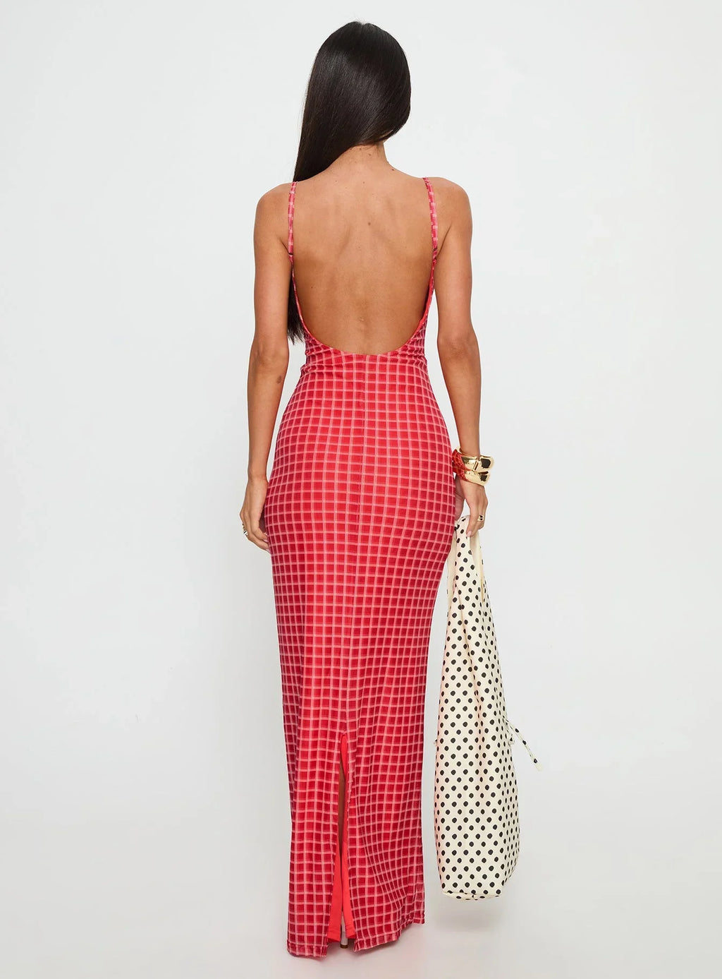 Izabella Maxi Dress Red Check