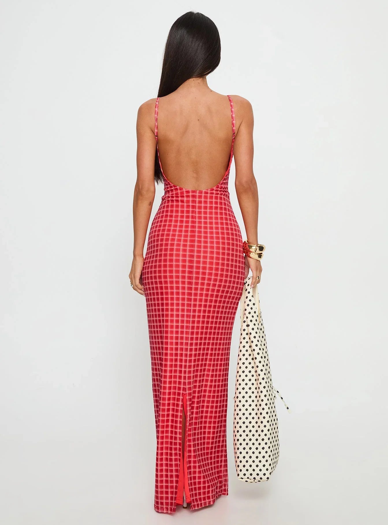 Izabella Maxi Dress Red Check