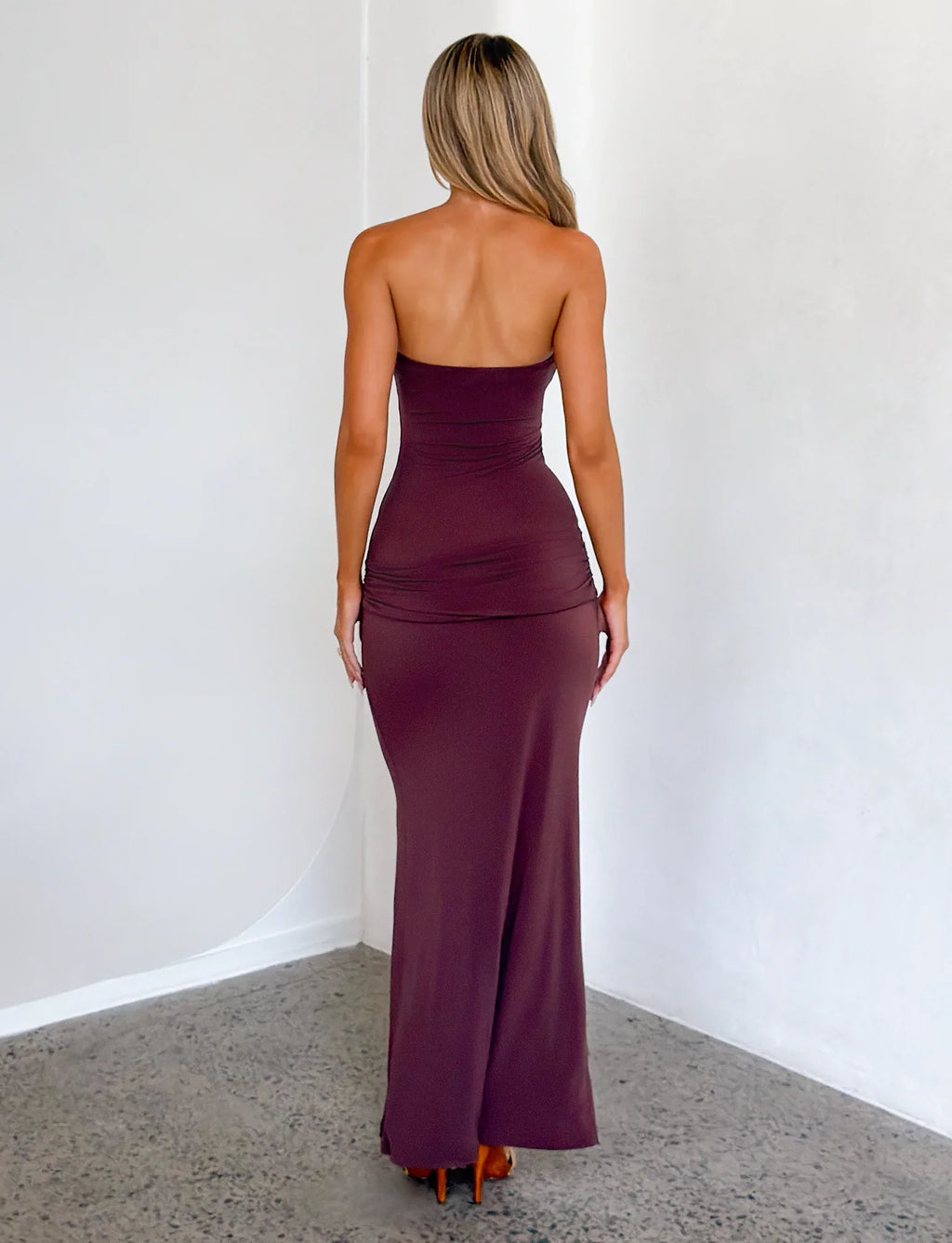 EOS SEQUIN TUBE MAXI DRESS - CINNAMON CHOCOLATE