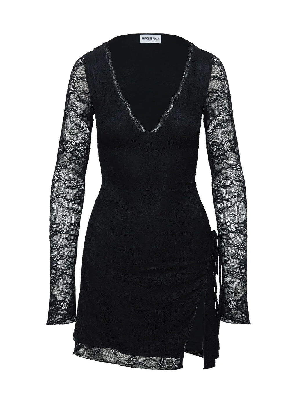 Airabella Long Sleeve Lace Mini Dress Black
