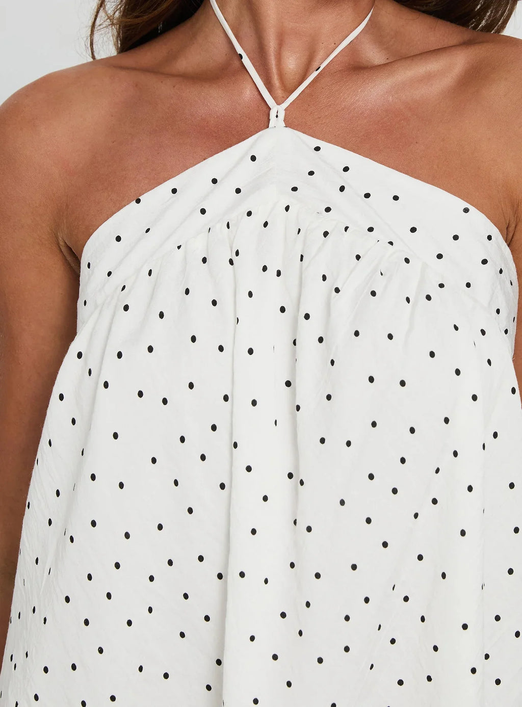 Moonlit Mini Dress White Polka