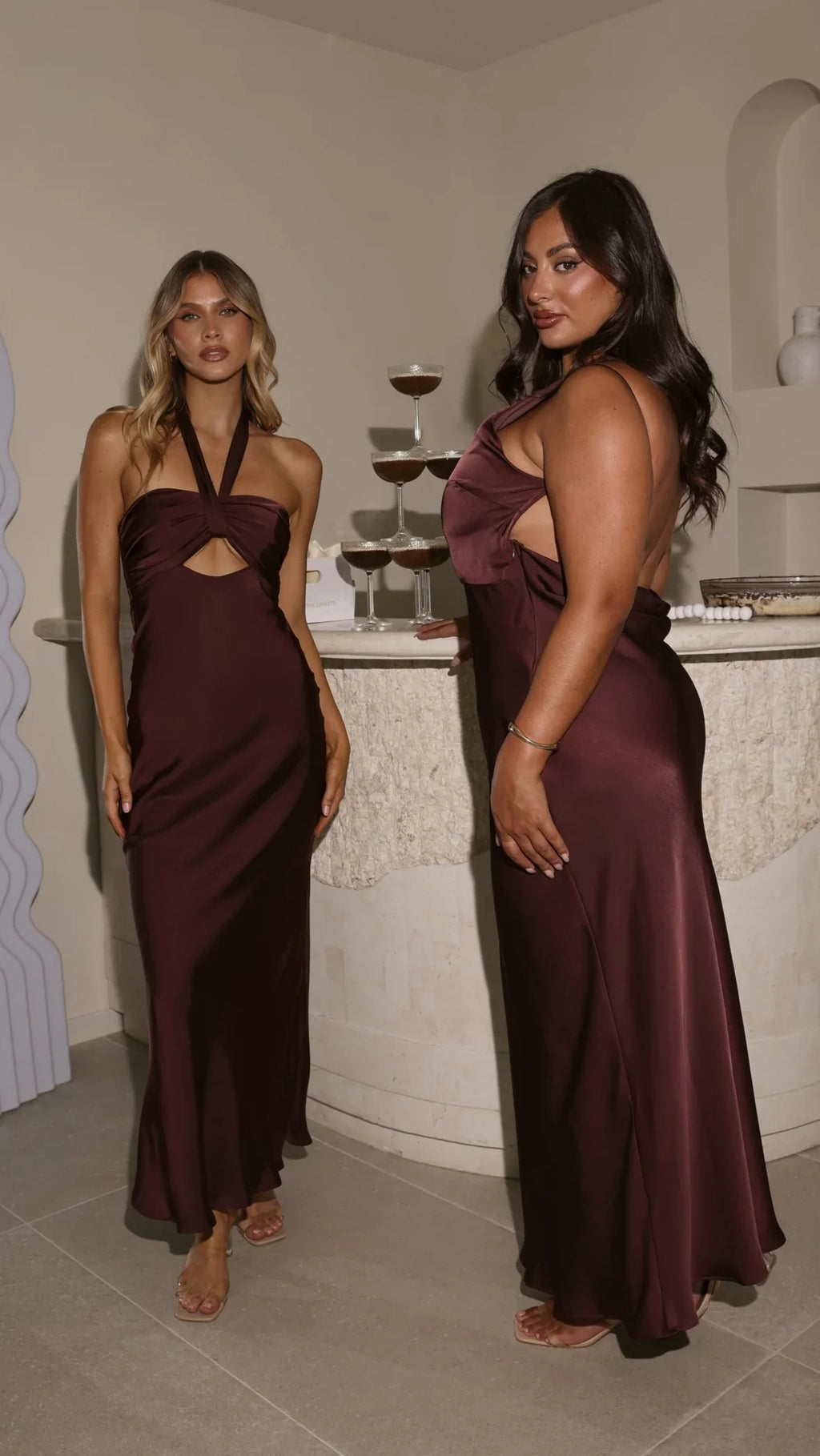 Grace Halter Maxi Dress - Chocolate