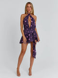 ALASIA MINI DRESS DEEP MAUVE POLKA DOT