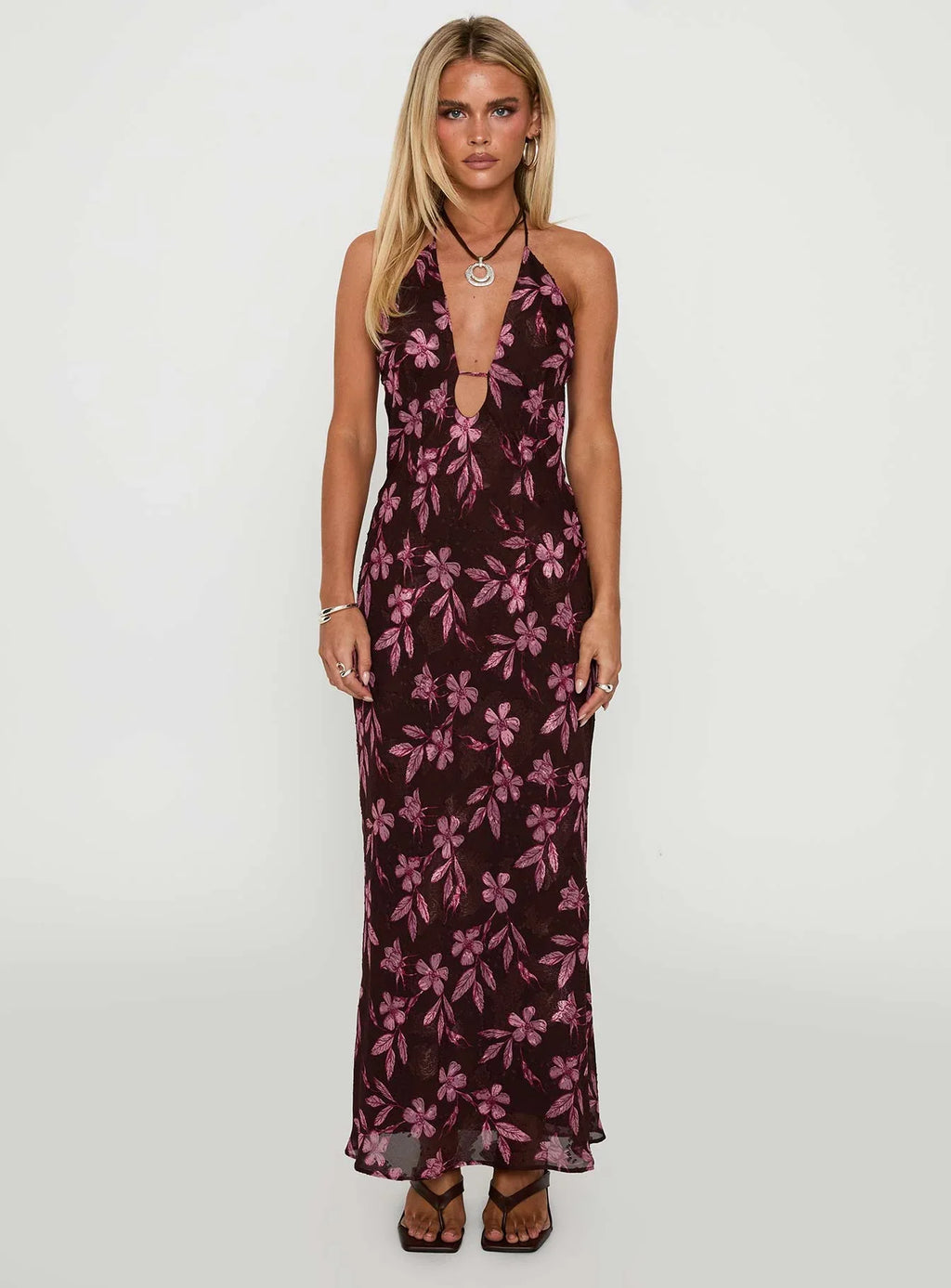 Yasminn Maxi Dress Brown / Pink