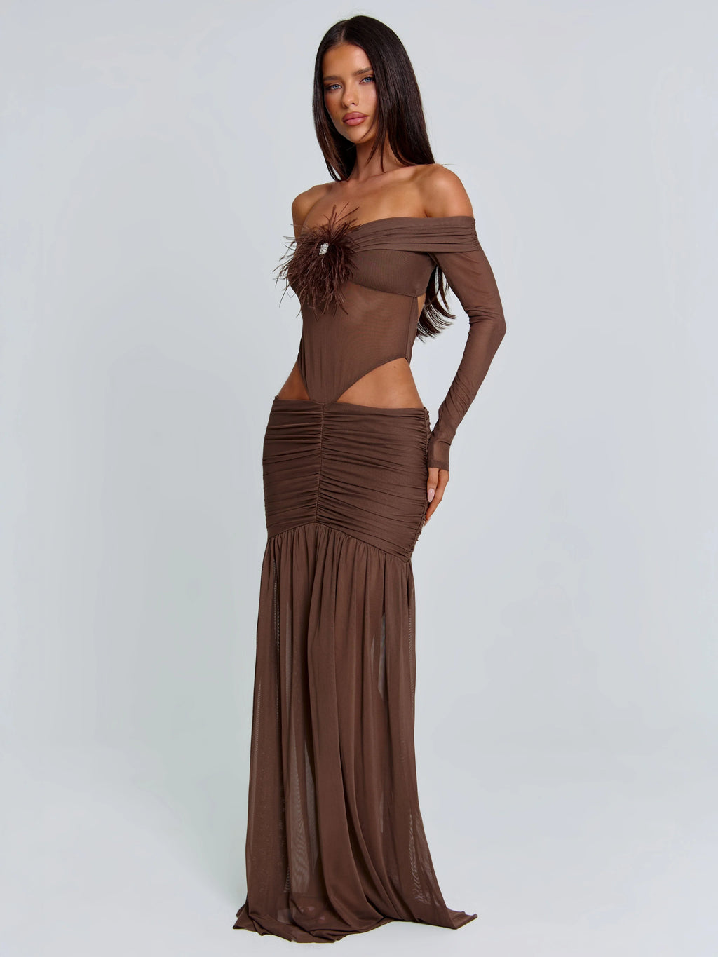 ANGELAE MAXI DRESS CHOCOLATE BROWN
