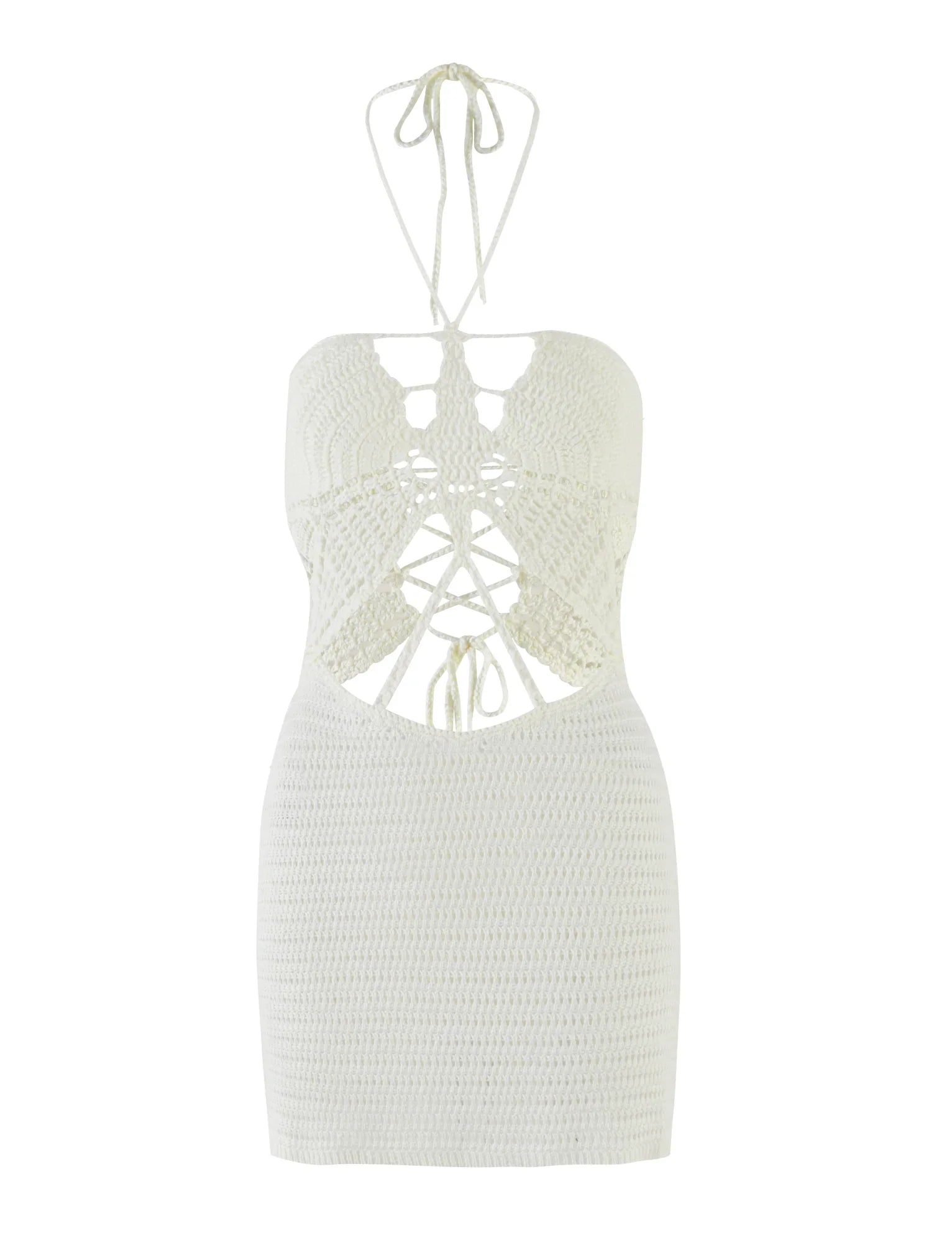 AZADI MINI DRESS - WHITE : CREAM : WHITE