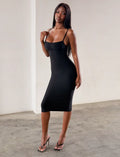 MIDORI MIDI BANDAGE DRESS - BLACK