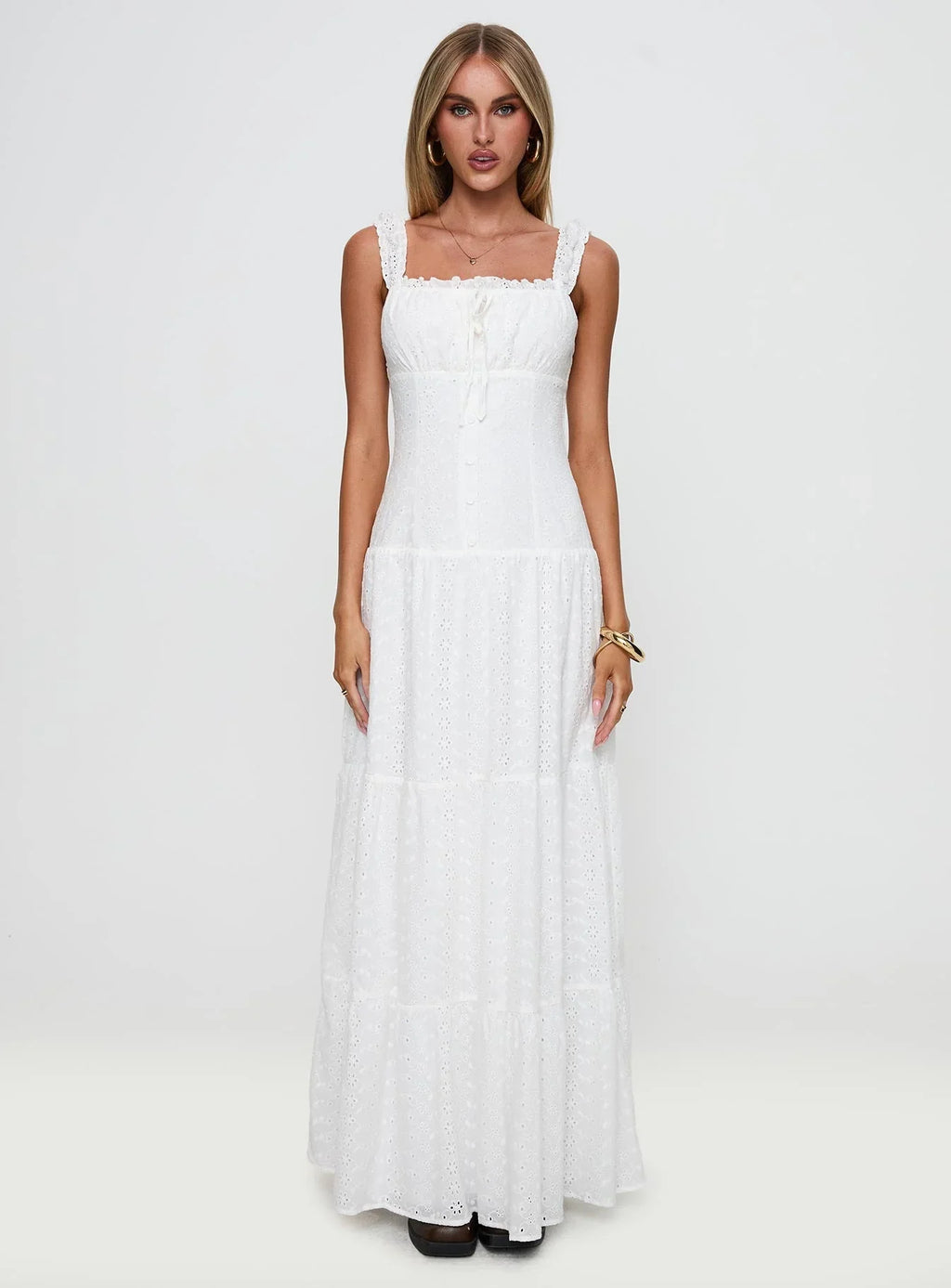 State Of Grace Embroidered Maxi Dress White