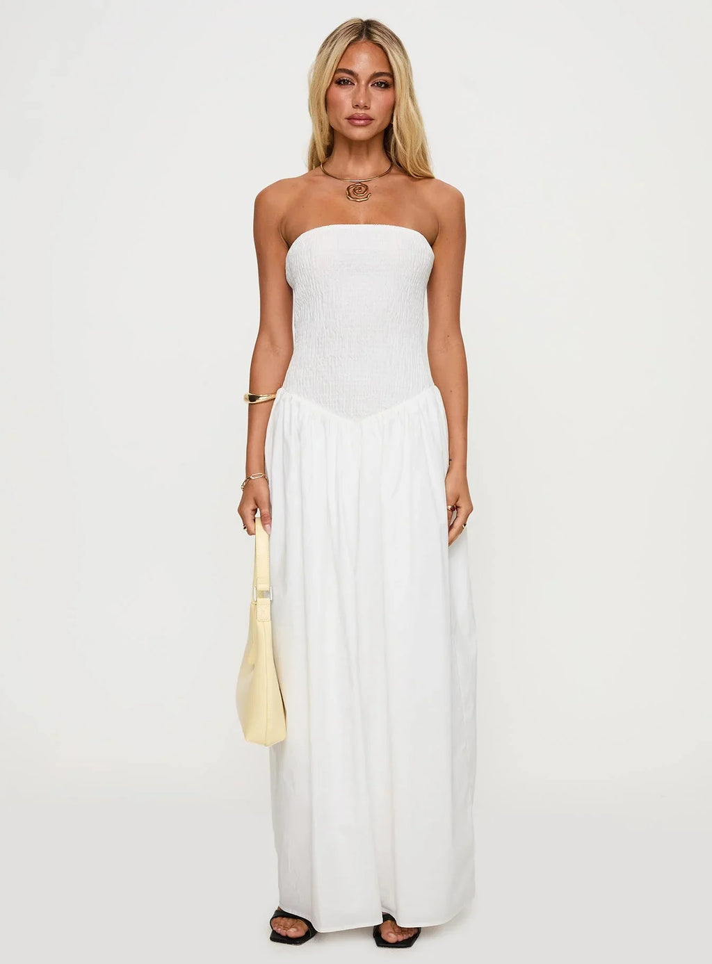 Percie Strapless Maxi Dress White