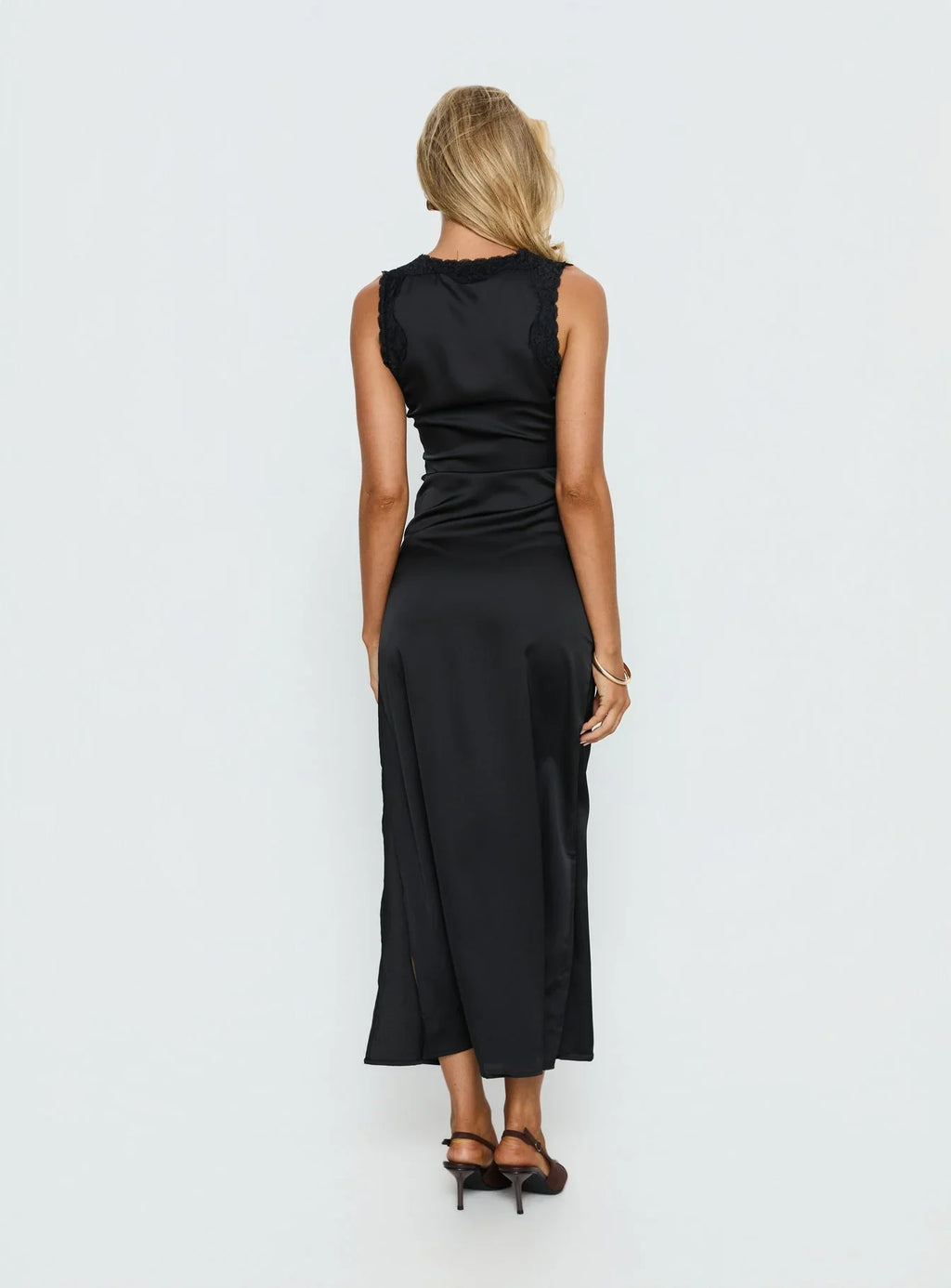Kasalie Lace Trim Maxi Dress Black