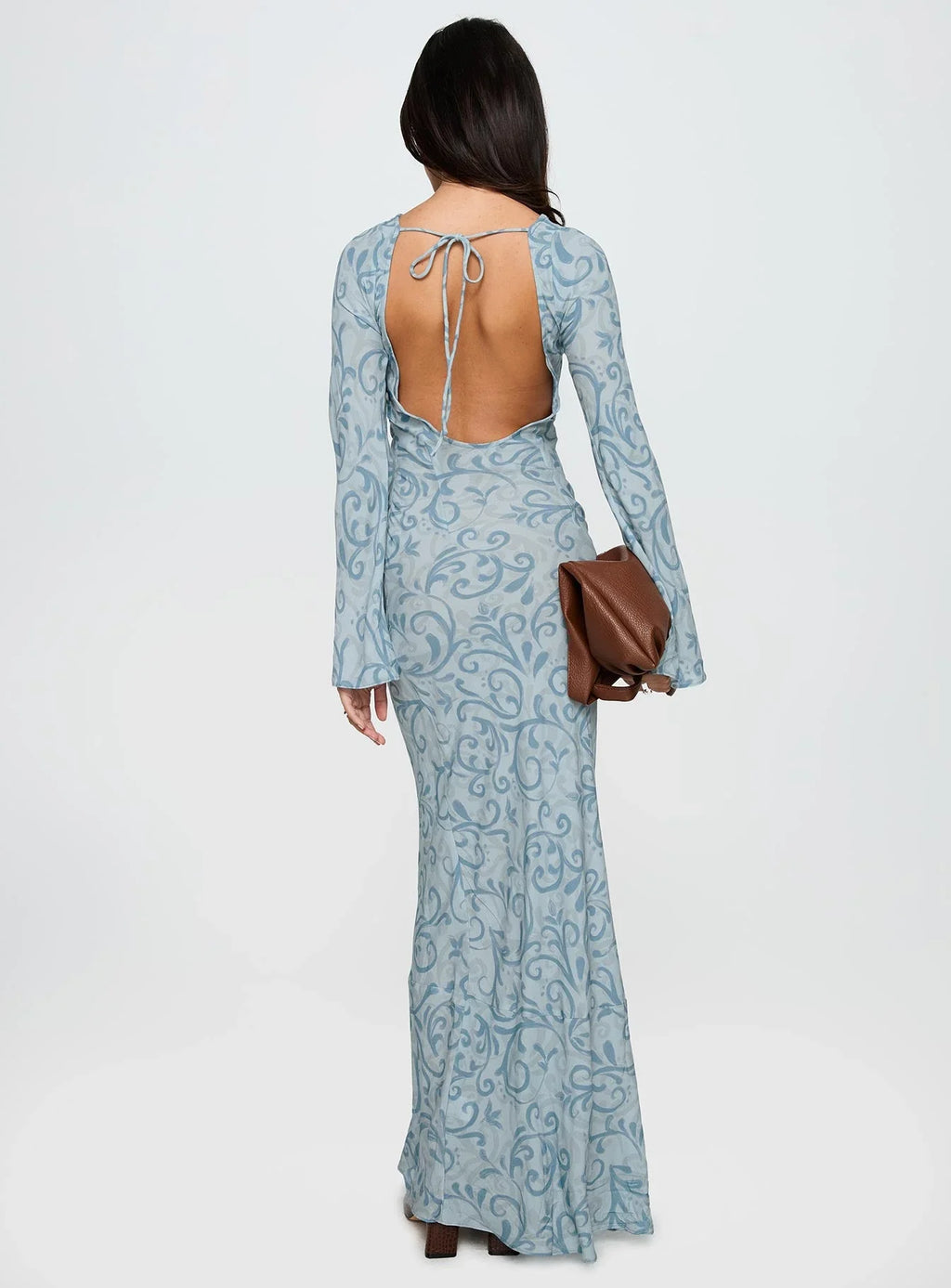 Miss Your Touch Backless Maxi Dress Blue Multi