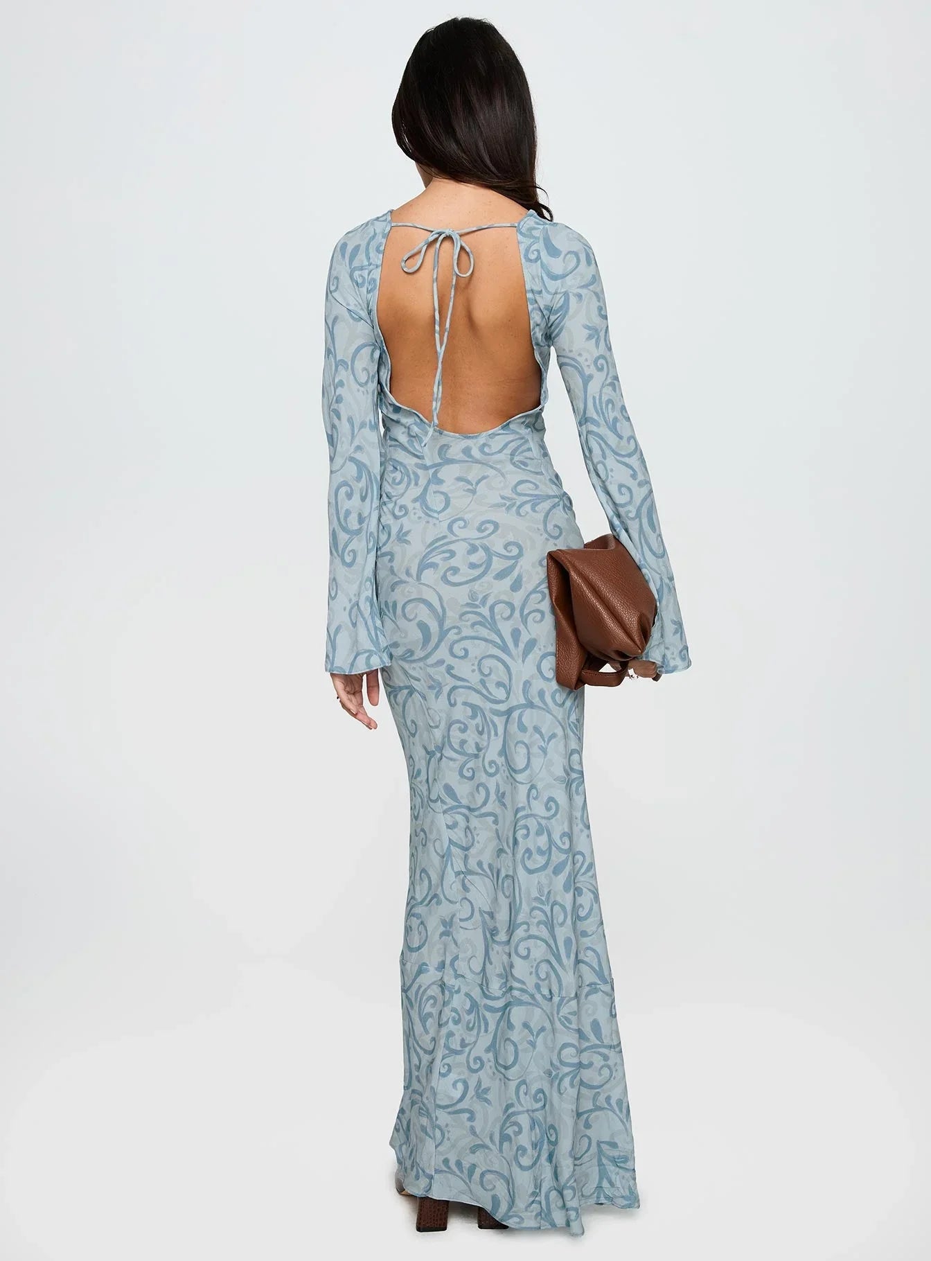 Miss Your Touch Backless Maxi Dress Blue Multi