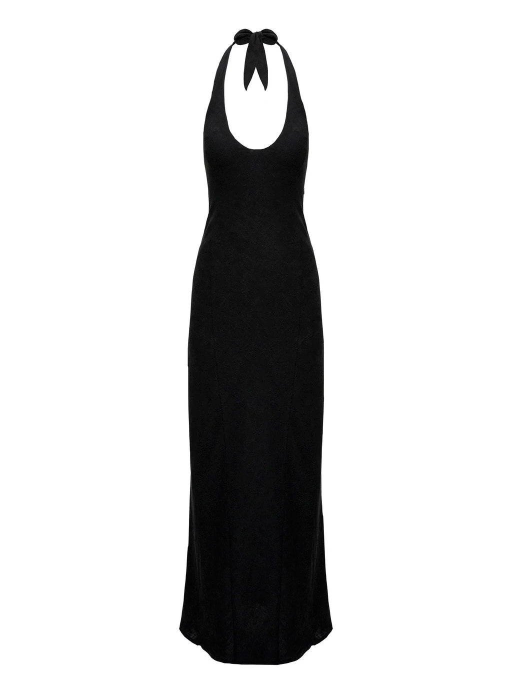 Salone Linen Halter Maxi Dress Black
