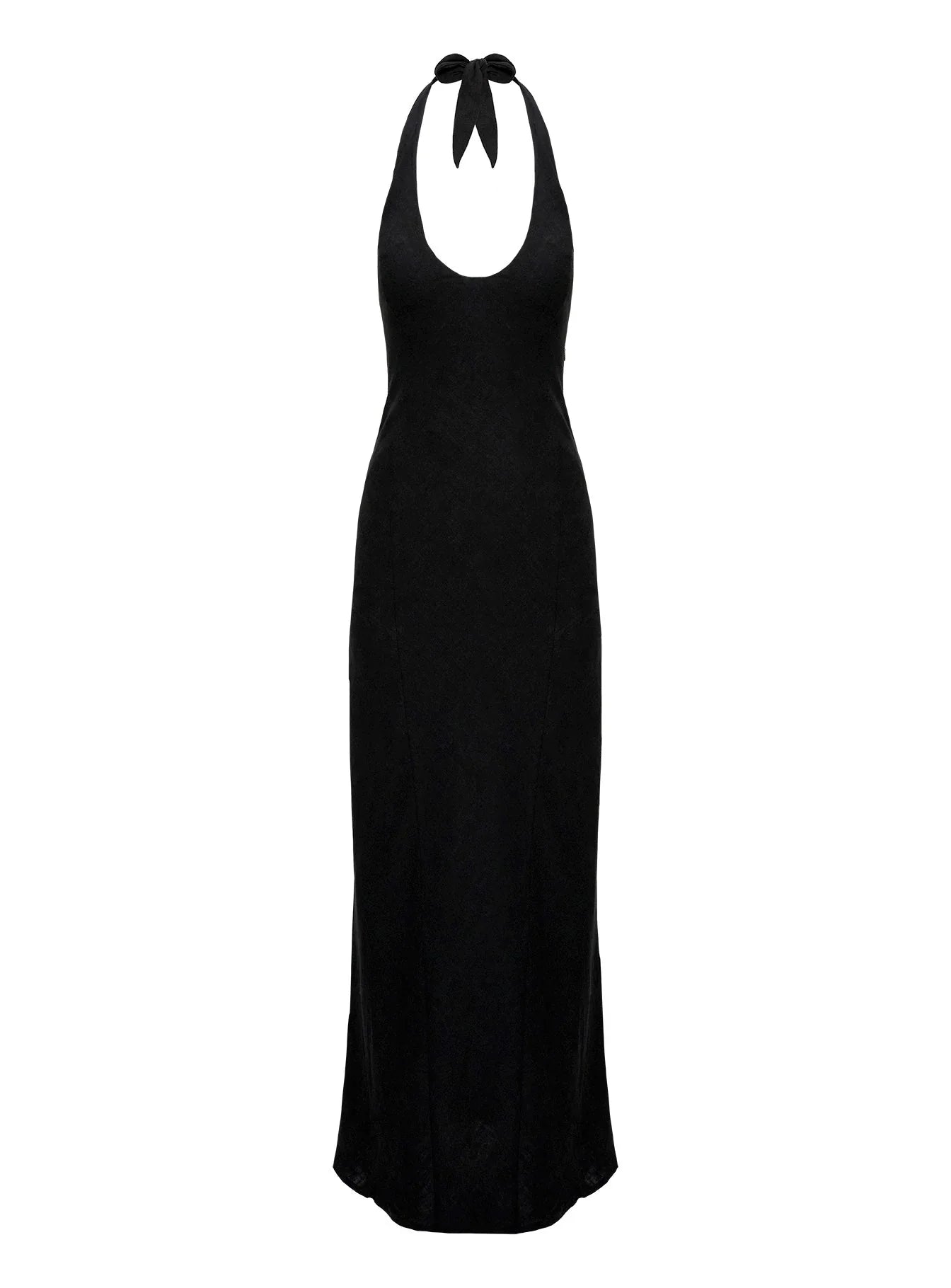 Salone Linen Halter Maxi Dress Black