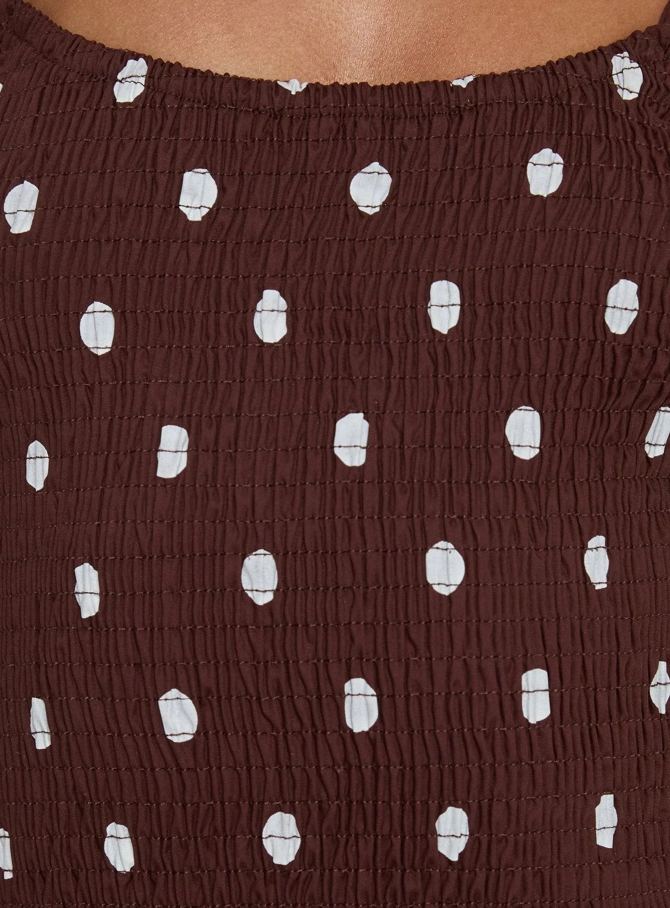 Ryna Scoop Maxi Dress Brown Polka Dot